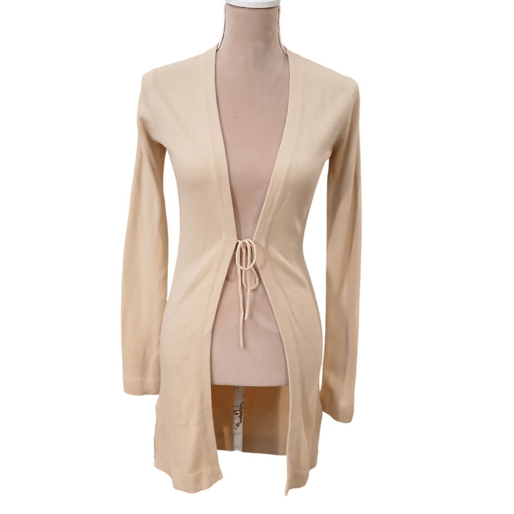 Wet Seal Made in Austrailia y2k Beige Vtg Cardigan Tie Front Long Sleeve Size S